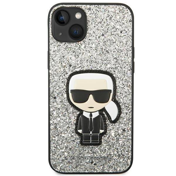 KARL LAGERFELD KLHCP14SGFKPG IPHONE 14/15/13 6.1 "HARDCASE SILVER / SILVER GLITTER FLAKES IKONIK