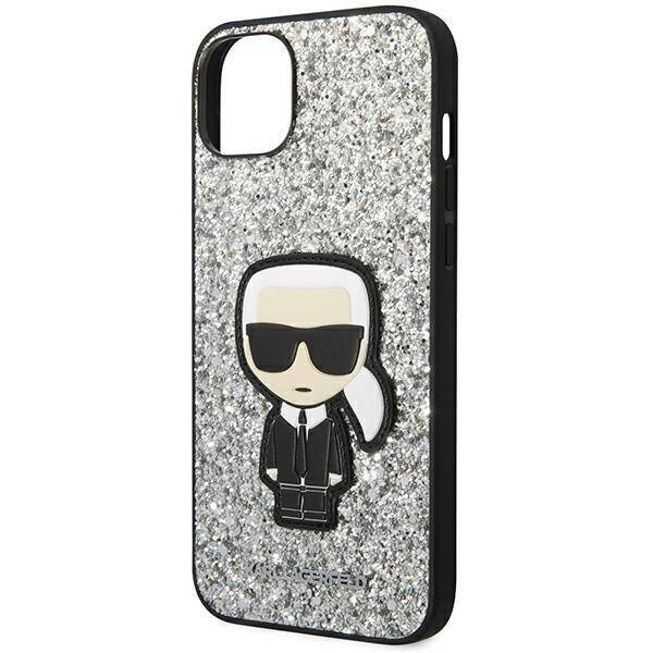 KARL LAGERFELD KLHCP14SGFKPG IPHONE 14/15/13 6.1 "HARDCASE SILVER / SILVER GLITTER FLAKES IKONIK