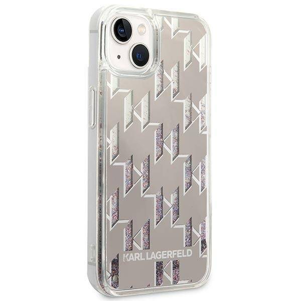 KARL LAGERFELD KLHCP14SLMNMS IPHONE 14 / 15/13 6.1 "HARDCASE SILVER / SILVER LIQUID GLITTER MONOGRAM