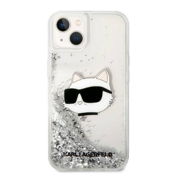 KARL LAGERFELD KLHCP14SLNCHCS IPHONE 14 / 15/13 6.1 "SREBRRY / SILVER HARDCASE GLITTER CHOUPETTE HEAD