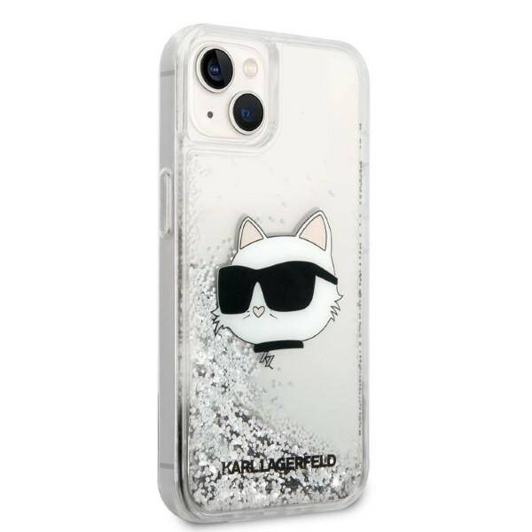 KARL LAGERFELD KLHCP14SLNCHCS IPHONE 14 / 15/13 6.1 "SREBRRY / SILVER HARDCASE GLITTER CHOUPETTE HEAD