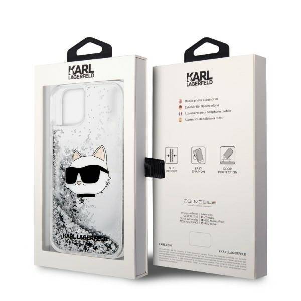 KARL LAGERFELD KLHCP14SLNCHCS IPHONE 14 / 15/13 6.1 "SREBRRY / SILVER HARDCASE GLITTER CHOUPETTE HEAD