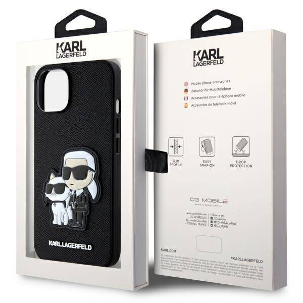 KARL LAGERFELD KLHCP14SSANKCPK IPHONE 14/15/13 6.1 "HARDCASE CZARNY / BLACK SAFFIANO KARL & CHUPETTE