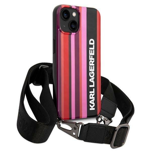 KARL LAGERFELD KLHCP14SSTSTP IPHONE 14/15/13 6.1 "HARDCASE PINK / PINK COLOR STRIPES STRAP