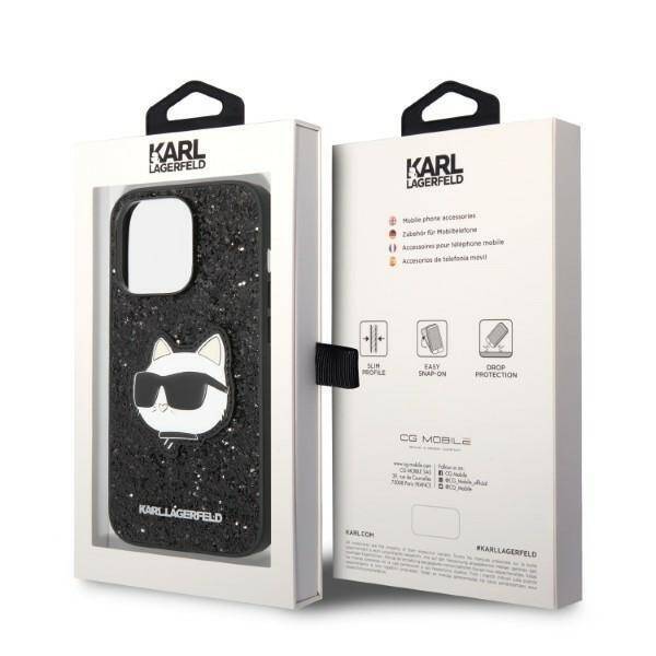 KARL LAGERFELD KLHCP14XG2CPK IPHONE 14 PRO MAX 6.7 "BLACK/BLACK HARDCASE GLITTER CHOUPETTE PATCH