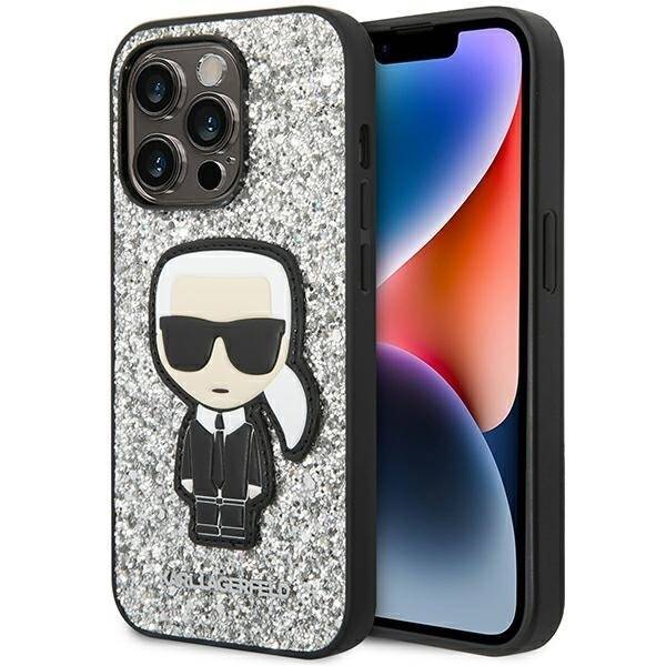KARL LAGERFELD KLHCP14XGFKPG IPHONE 14 PRO MAX 6.7 "HARDCASE SILVER/SILVER GLITTER FLAKES ICONIK