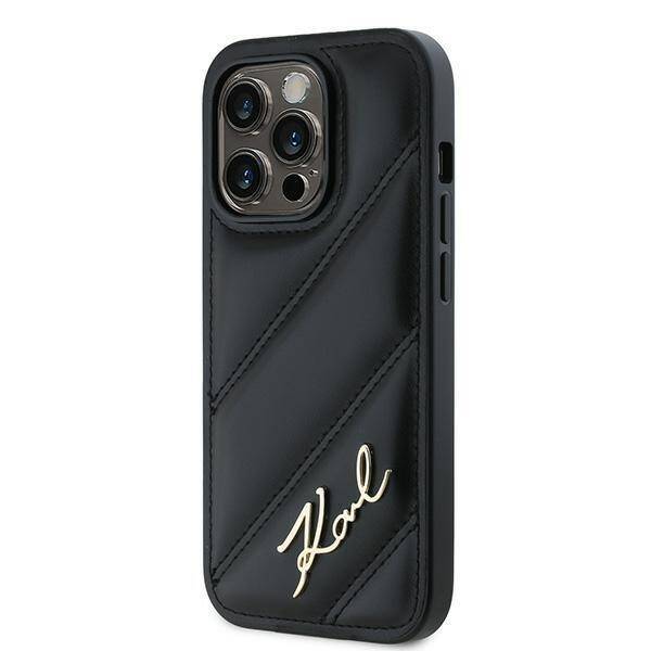 KARL LAGERFELD KLHCP14XPQDSMGK IPHONE 14 PRO MAX 6.7" BLACK/BLACK HARDCASE DIAGONAL QUILTED SCRIPT