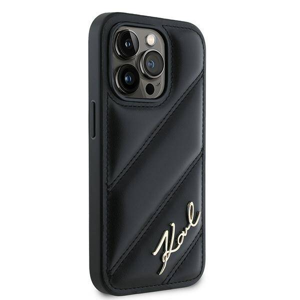 KARL LAGERFELD KLHCP14XPQDSMGK IPHONE 14 PRO MAX 6.7" BLACK/BLACK HARDCASE DIAGONAL QUILTED SCRIPT