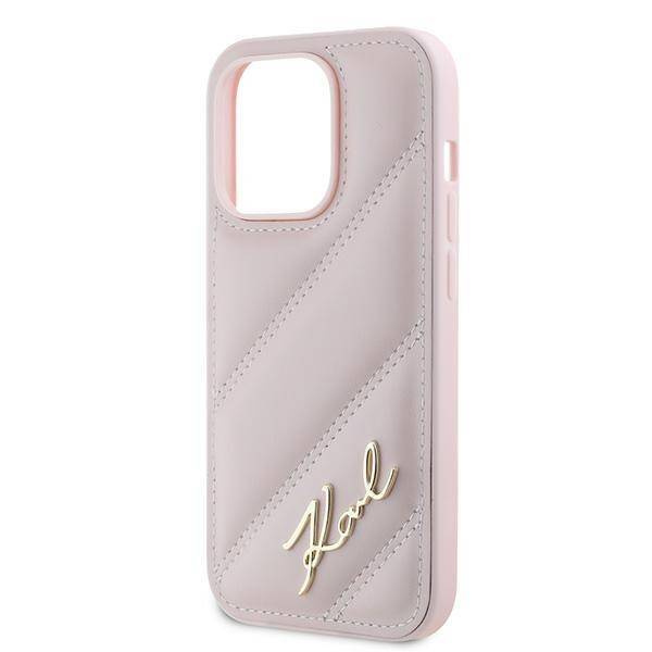 KARL LAGERFELD KLHCP14XPQDSMGP IPHONE 14 PRO MAX 6.7" PINK/PINK HARDCASE DIAGONAL QUILTED SCRIPT