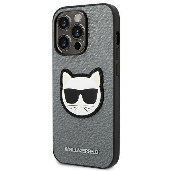 KARL LAGERFELD KLHCP14XSAPCHG IPHONE 14 PRO MAX 6.7 "HARDCASE SILVER/SILVER SAFFIANO CHUPETTE HEAD PATCH