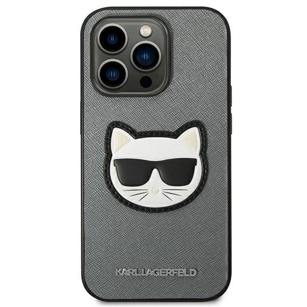 KARL LAGERFELD KLHCP14XSAPCHG IPHONE 14 PRO MAX 6.7 "HARDCASE SILVER/SILVER SAFFIANO CHUPETTE HEAD PATCH