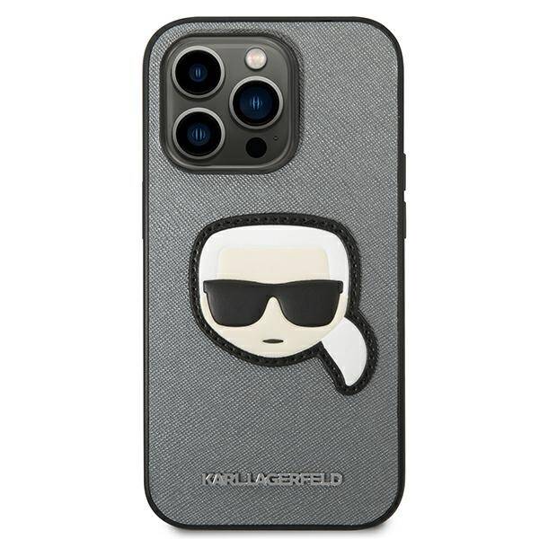 KARL LAGERFELD KLHCP14XSAPKHG IPHONE 14 PRO MAX 6.7 "SILVER/SILVER HARDCASE SAFFIANO KARL`S HEAD PATCH