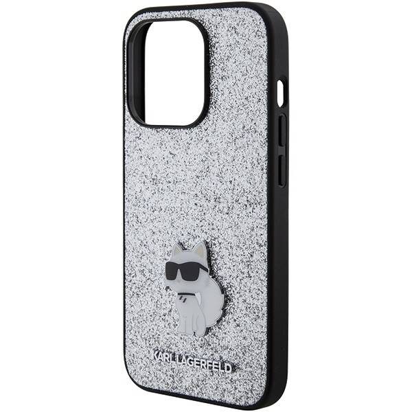 KARL LAGERFELD KLHCP15LGCNPSG IPHONE 15 PRO 6.1 "SREBRRY/SILVER HARDCASE FIXED GLITTER CHOUPETTE LOGO METAL PIN