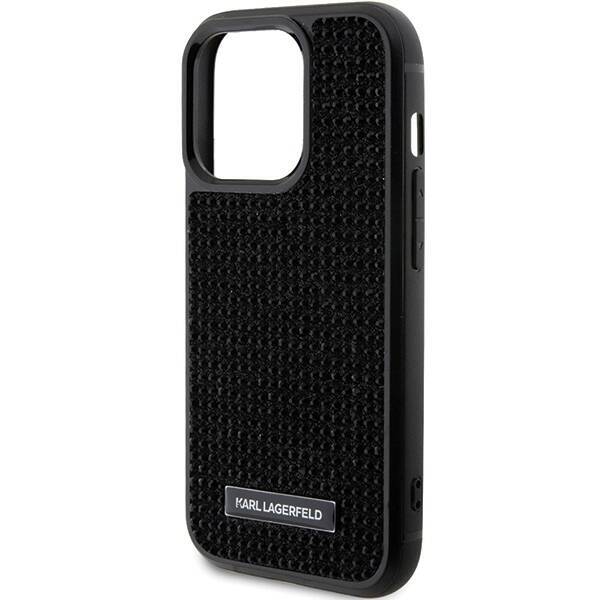 KARL LAGERFELD KLHCP15LHDSPLK IPHONE 15 PRO 6.1 "BLACK/BLACK HARDCASE RHINESTONE LOGO METAL PLATE