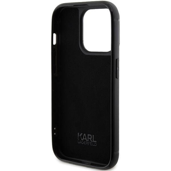 KARL LAGERFELD KLHCP15LHDSPLK IPHONE 15 PRO 6.1 "BLACK/BLACK HARDCASE RHINESTONE LOGO METAL PLATE