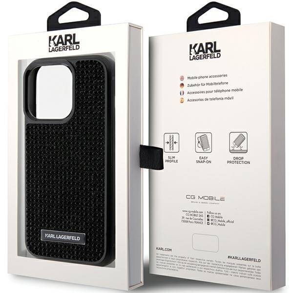 KARL LAGERFELD KLHCP15LHDSPLK IPHONE 15 PRO 6.1 "BLACK/BLACK HARDCASE RHINESTONE LOGO METAL PLATE