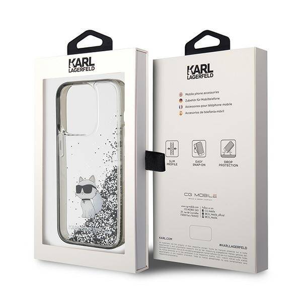 KARL LAGERFELD KLHCP15LLKCNSK IPHONE 15 PRO 6.1 "TRANSPARENT HARDCASE LIQUID GLITTER CHUPETTE