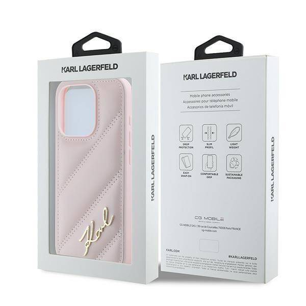 KARL LAGERFELD KLHCP15LPQDSMGP IPHONE 15 PRO 6.1" PINK/PINK HARDCASE DIAGONAL QUILTED SCRIPT