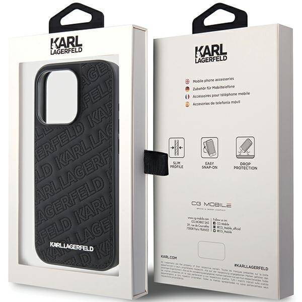 KARL LAGERFELD KLHCP15LPQKPMK IPHONE 15 PRO 6.1 "BLACK/BLACK HARDCASE QUILTED K PATTERN