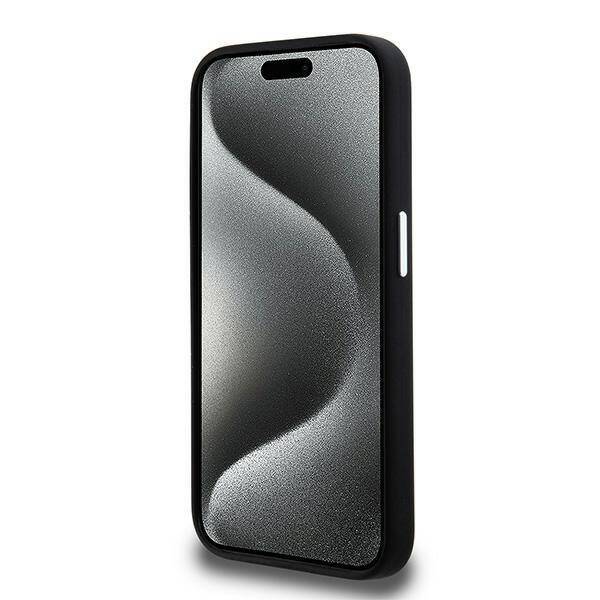 KARL LAGERFELD KLHCP15LSCMSMVK IPHONE 15 PRO 6.1" BLACK/BLACK HARDCASE SILICONE METAL SCRIPT LOGO