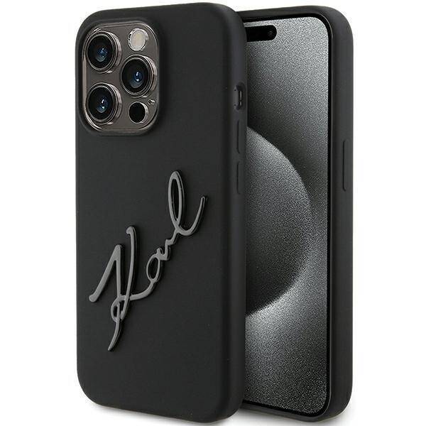 KARL LAGERFELD KLHCP15LSKSBMCK IPHONE 15 PRO 6.1 "BLACK/BLACK HARDCASE SILICONE KARL SCRIPT