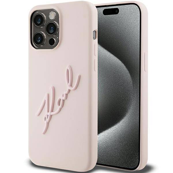 KARL LAGERFELD KLHCP15LSKSBMCP IPHONE 15 PRO 6.1 "PINK/PINK HARDCASE SILICONE KARL SCRIPT