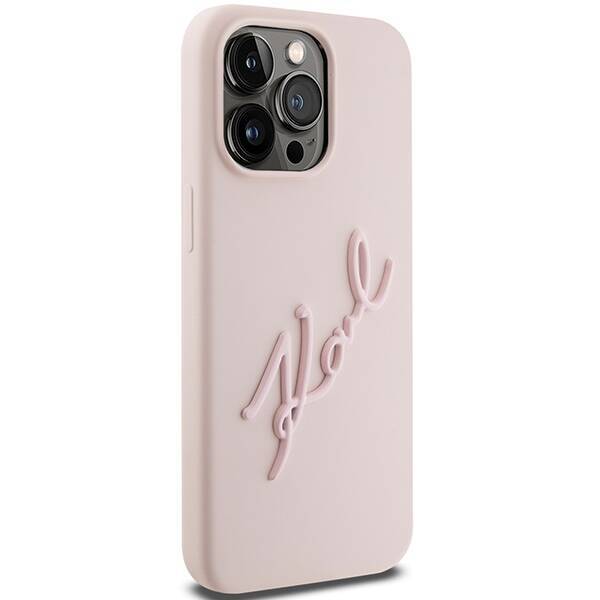 KARL LAGERFELD KLHCP15LSKSBMCP IPHONE 15 PRO 6.1 "PINK/PINK HARDCASE SILICONE KARL SCRIPT