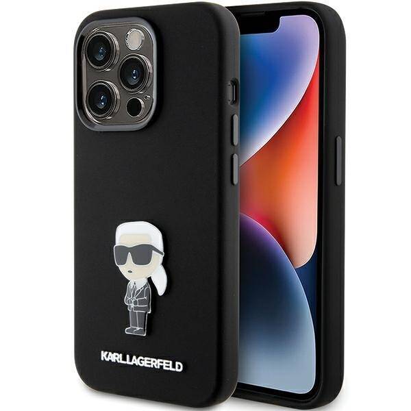 KARL LAGERFELD KLHCP15LSMHKNPK IPHONE 15 PRO 6.1 "BLACK/BLACK SILICONE IKONIK METAL PIN