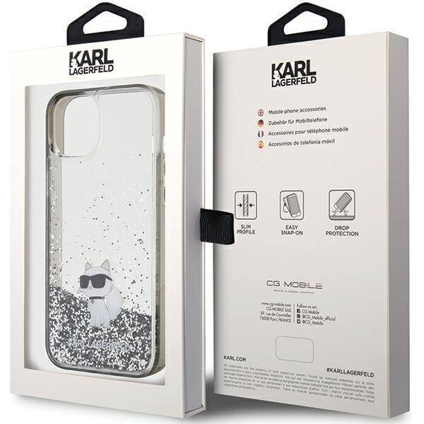 KARL LAGERFELD KLHCP15MLKCNSK IPHONE 15 PLUS / 14 PLUS 6.7 "TRANSPARENT HARDCASE LIQUID GLITTER CHOUPETTE