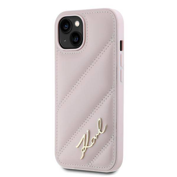 KARL LAGERFELD KLHCP15MPQDSMGP IPHONE 15 PLUS / 14 PLUS 6.7" PINK/PINK HARDCASE DIAGONAL QUILTED SCRIPT