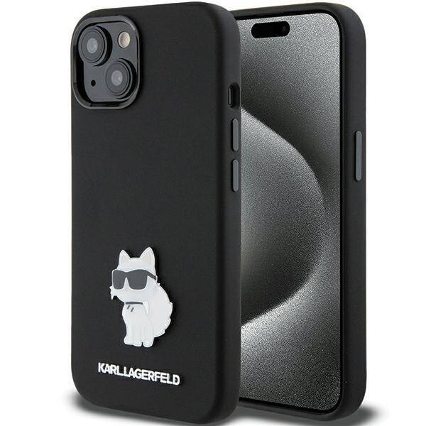 KARL LAGERFELD KLHCP15MSMHCNPK IPHONE 15 PLUS / 14 PLUS 6.7 "BLACK / BLACK SILICONE CHUPETTE METAL PIN