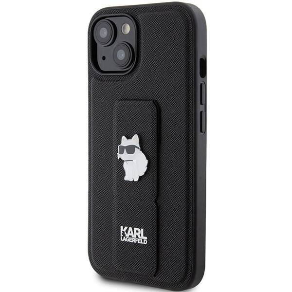 KARL LAGERFELD KLHCP15SGSACHPK IPHONE 15/14/16 6.1 "BLACK / BLACK HARDCASE GRIPSTAND SAFFIANO CHOUPETTE PINS