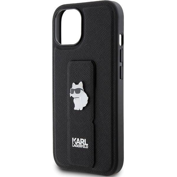 KARL LAGERFELD KLHCP15SGSACHPK IPHONE 15/14/16 6.1 "BLACK / BLACK HARDCASE GRIPSTAND SAFFIANO CHOUPETTE PINS