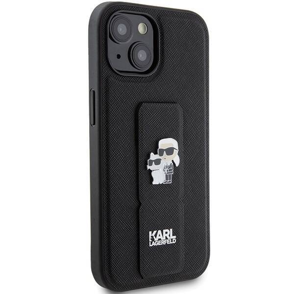 KARL LAGERFELD KLHCP15SGSAKCPK IPHONE 15/14/13 6.1 "BLACK / BLACK HARDCASE GRIPSTAND SAFFIANO KARL & CHUPETTE PINS