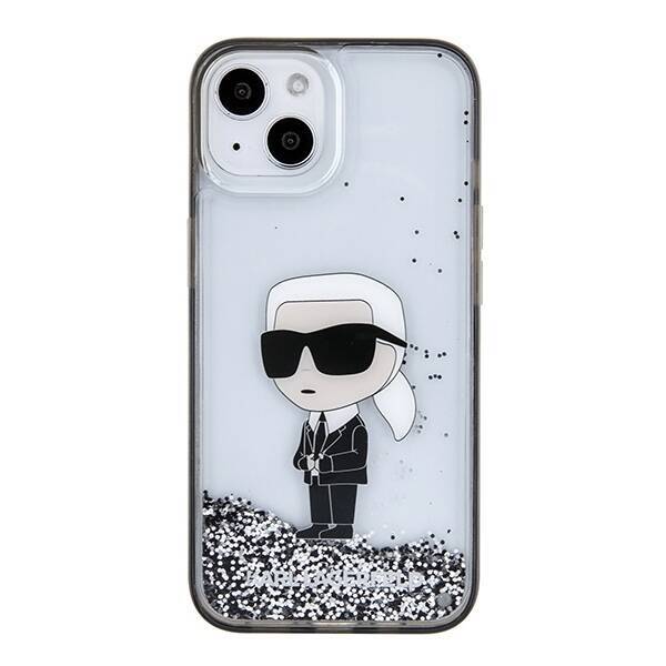 KARL LAGERFELD KLHCP15SLKKNSK IPHONE 15/14/13 6.1 "TRANSPARENT HARDCASE LIQUID GLITTER IKONIK