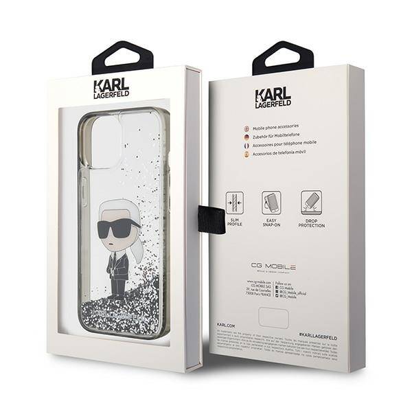 KARL LAGERFELD KLHCP15SLKKNSK IPHONE 15/14/13 6.1 "TRANSPARENT HARDCASE LIQUID GLITTER IKONIK