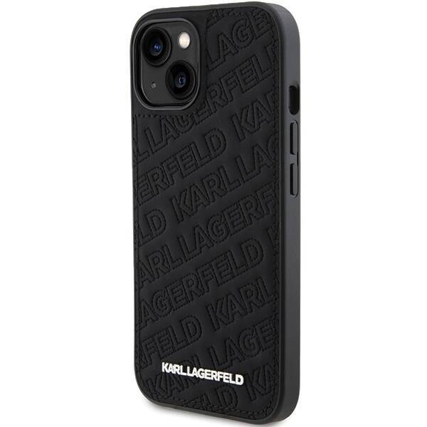 KARL LAGERFELD KLHCP15SPQKPMK IPHONE 15/14/13 6.1 "BLACK / BLACK HARDCASE QUILTED K PATTERN