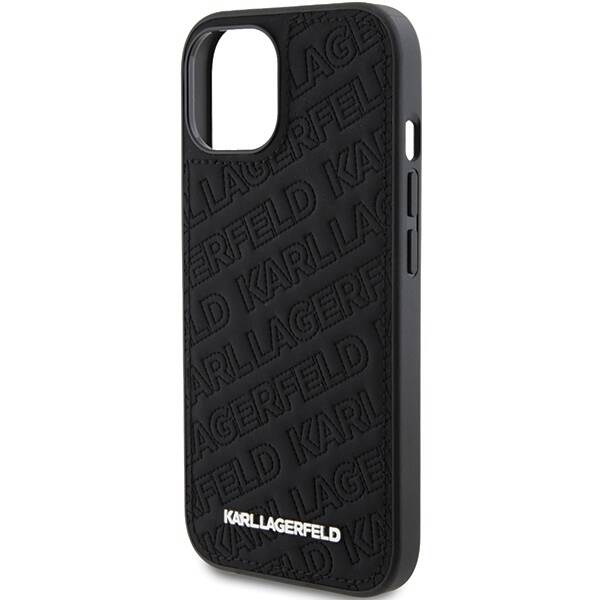 KARL LAGERFELD KLHCP15SPQKPMK IPHONE 15/14/13 6.1 "BLACK / BLACK HARDCASE QUILTED K PATTERN