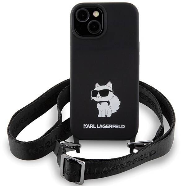 KARL LAGERFELD KLHCP15SSCBSCNK IPHONE 15/14/13 6.1 "HARDCASE BLACK / BLACK CROSSBODY SILICONE CHUPETTE