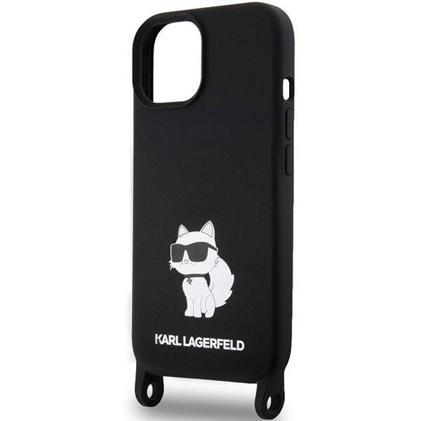 KARL LAGERFELD KLHCP15SSCBSCNK IPHONE 15/14/13 6.1 "HARDCASE BLACK / BLACK CROSSBODY SILICONE CHUPETTE