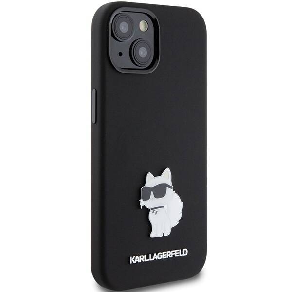 KARL LAGERFELD KLHCP15SSMHCNPK IPHONE 15/14/16 6.1 "BLACK / BLACK SILICONE CHUPETTE METAL PIN