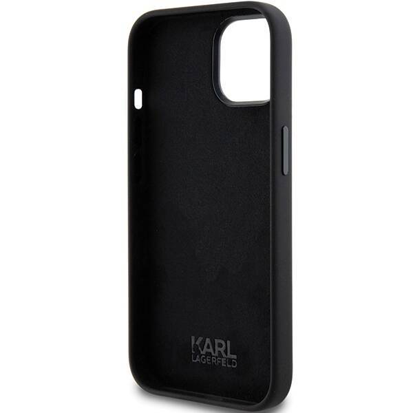 KARL LAGERFELD KLHCP15SSMHCNPK IPHONE 15/14/16 6.1 "BLACK / BLACK SILICONE CHUPETTE METAL PIN