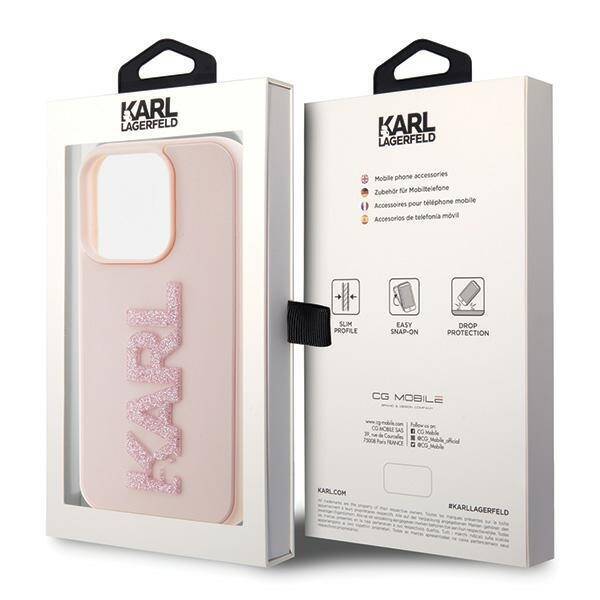 KARL LAGERFELD KLHCP15X3DMBKCP IPHONE 15 PRO MAX 6.7 "PINK/PINK HARDCASE 3D RUBBER GLITTER LOGO