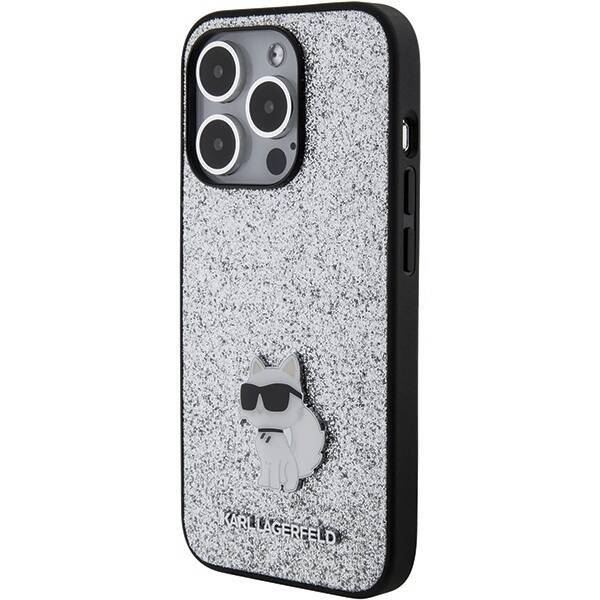 KARL LAGERFELD KLHCP15XGCNPSG IPHONE 15 PRO MAX 6.7 "SREBRRY/SILVER HARDCASE FIXED GLITTER CHOUPETTE LOGO METAL PIN