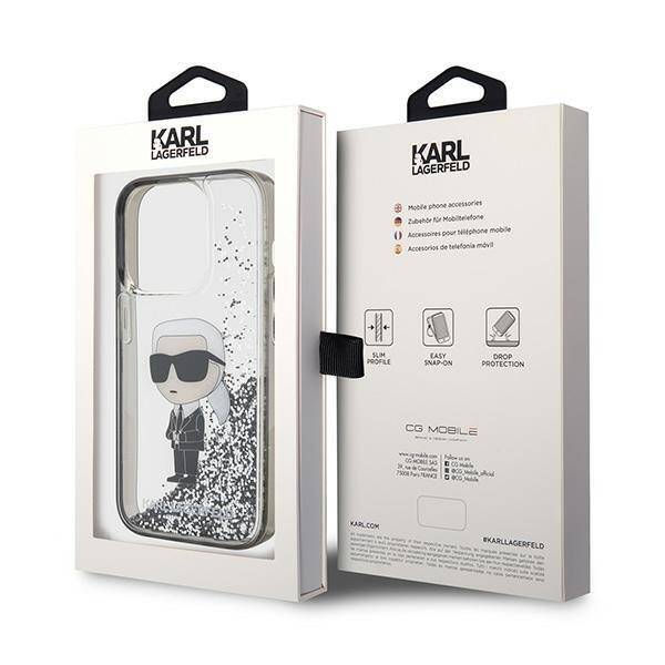 KARL LAGERFELD KLHCP15XLKNSK IPHONE 15 PRO MAX 6.7 "TRANSPARENT HARDCASE LIQUID GLITTER IKONIK