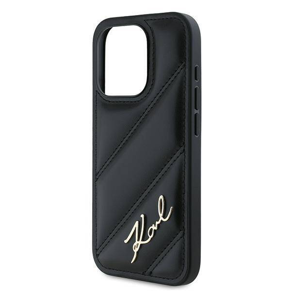 KARL LAGERFELD KLHCP15XPQDSMGK IPHONE 15 PRO MAX 6.7" BLACK/BLACK HARDCASE DIAGONAL QUILTED SCRIPT