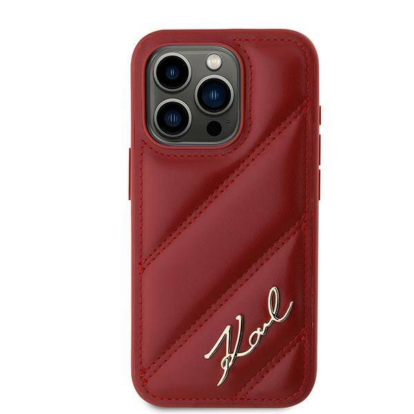 KARL LAGERFELD KLHCP15XPQDSMGR IPHONE 15 PRO MAX 6.7" RED/RED HARDCASE DIAGONAL QUILTED SCRIPT