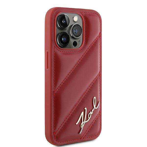 KARL LAGERFELD KLHCP15XPQDSMGR IPHONE 15 PRO MAX 6.7" RED/RED HARDCASE DIAGONAL QUILTED SCRIPT