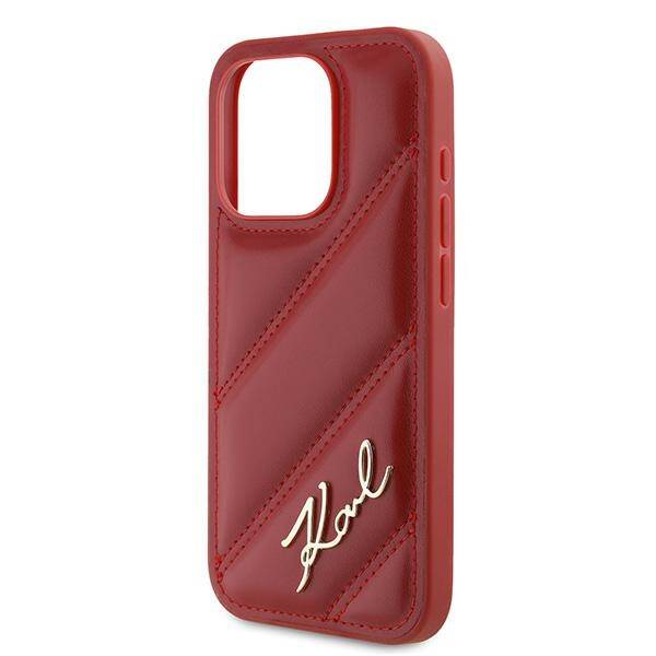 KARL LAGERFELD KLHCP15XPQDSMGR IPHONE 15 PRO MAX 6.7" RED/RED HARDCASE DIAGONAL QUILTED SCRIPT