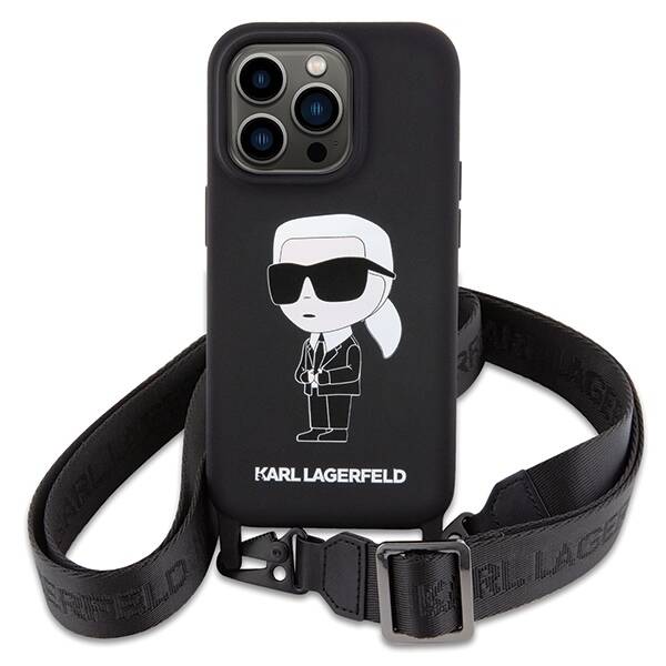 KARL LAGERFELD KLHCP15XSCBSKNK IPHONE 15 PRO MAX 6.7 "HARDCASE BLACK/BLACK CROSSBODY SILICONE ICONIK